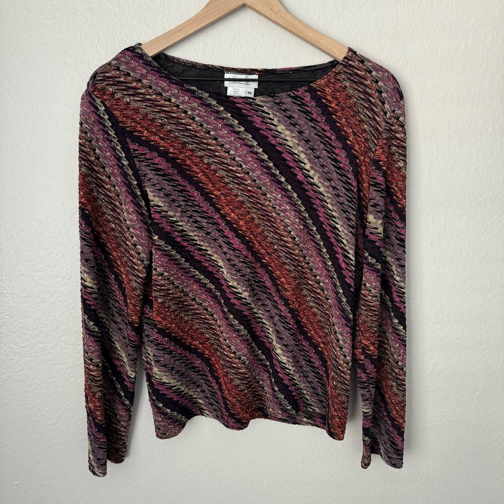 Vintage Y2K Coldwater Creek Women Multicolor Blouse Longsleeve Retro Size Medium